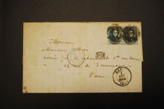 Scrisoare din Belgia - 1859 (2x King Leopold nedantelat) foto
