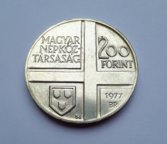 #3 200 forint 1977 Ungaria Moneda argint Rippl-Ronai Jozsef pictor foto