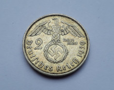 #5 - 2 Reichsmark 1939 A Germania argint Mark Marci germane WW2 foto