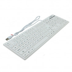 Tastatura slim interfata USB, cu fir, 107 taste, Activejet K-3016SW, Alb foto