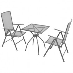 Set mobilier de exterior bistro rabatabil, 3 piese, plasa o?el foto