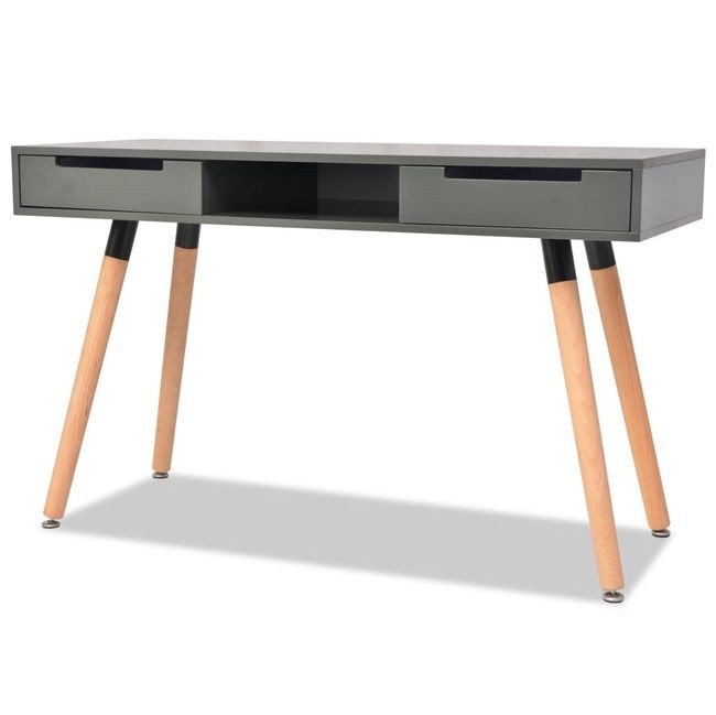 Masă consolă din MDF și lemn de fag, 120 x 50 x 75 cm, gri foto mare Masă consolă din MDF și lemn de fag, 120 x 50 x 75 cm, gri foto mare