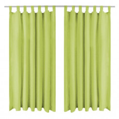 Draperii micro-satin cu bride, 2 buc, 140 x 175 cm, verde foto