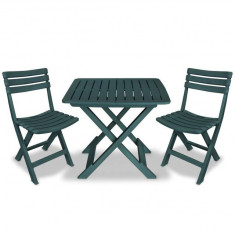 Set mobilier de gradina tip bistro, 3 piese, plastic verde foto