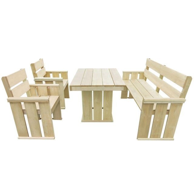 Set mobilier de exterior 4 piese, 110x75x74 cm, lemn pin tratat foto mare Set mobilier de exterior 4 piese, 110x75x74 cm, lemn pin tratat foto mare