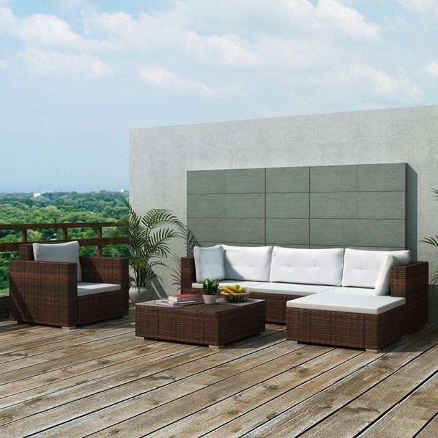 Set mobilier de grădină 17 piese, poliratan, maro foto mare Set mobilier de grădină 17 piese, poliratan, maro foto mare