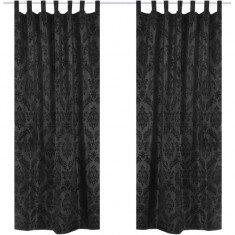 2 Draperii baroce din tafta cu bride 140 x 225 cm, negru foto