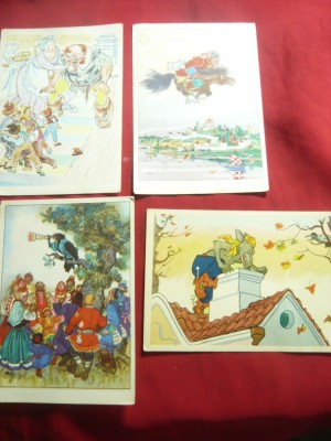 4 Ilustrate- Tematica din Basmele Rusesti , anii &amp;#039;60 foto