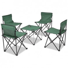 Set mobilier camping pliabil, 5 piese, verde, o?el, 45x45x70 cm foto