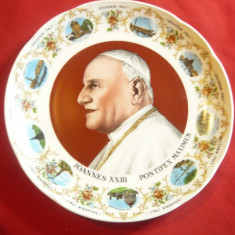 Farfurie portelan - Suvenir cu Papa Ioan XXIII RFG, d= 19 cm