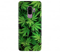 Husa silicon pentru Samsung Galaxy S9, Green Leaf Pattern foto