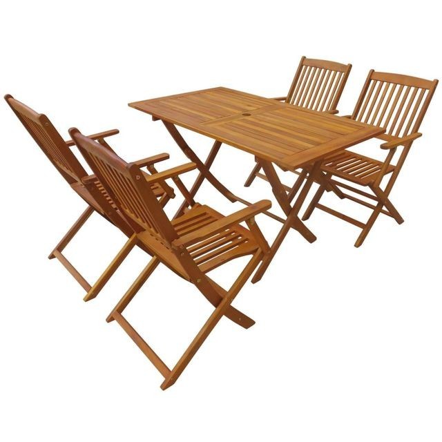 Set mobilier de exterior pliabil, 5 piese, lemn de acacia foto mare Set mobilier de exterior pliabil, 5 piese, lemn de acacia foto mare