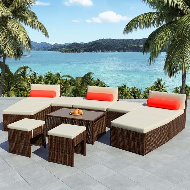 Set mobilier de grădină modular, 25 piese, poliratan, maro foto mare Set mobilier de grădină modular, 25 piese, poliratan, maro foto mare