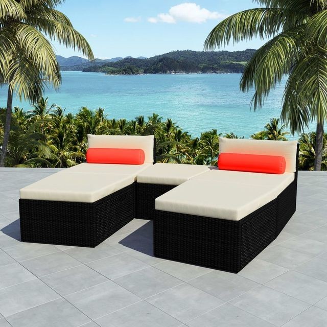 Set modular șezlong 14 piese, poliratan, negru foto mare Set modular șezlong 14 piese, poliratan, negru foto mare