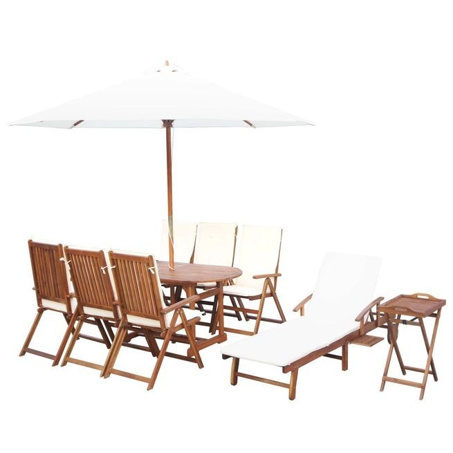 Set mobilier exterior, 17 piese, cu perne, lemn masiv de acacia foto mare Set mobilier exterior, 17 piese, cu perne, lemn masiv de acacia foto mare