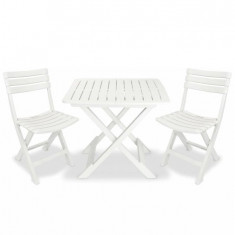 Set mobilier de gradina tip bistro, 3 piese, plastic, alb foto