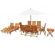 Set mobilier de exterior, 13 piese, lemn masiv de acacia foto