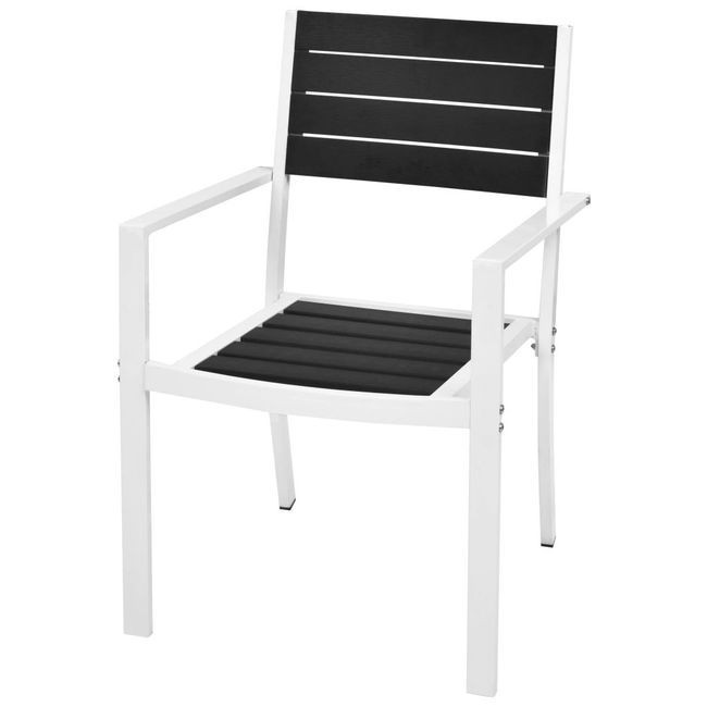 Mobilier de exterior 5 piese, 79x79x74 cm, aluminiu WPC, negru foto mare Mobilier de exterior 5 piese, 79x79x74 cm, aluminiu WPC, negru foto mare