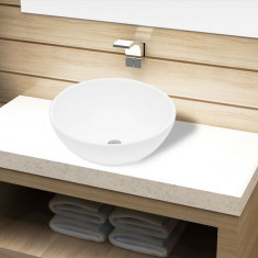 Bazin chiuveta de baie din ceramica, rotund, alb foto