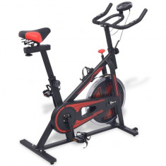 Bicicleta fitness, centrifuga cu senzor puls, negru ?i rosu foto