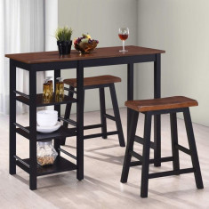 Set mobilier de bar, 3 piese, MDF, negru foto