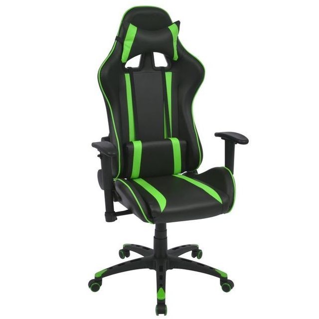 Scaun birou rabatabil, design racing, piele artificială, verde foto mare Scaun birou rabatabil, design racing, piele artificială, verde foto mare