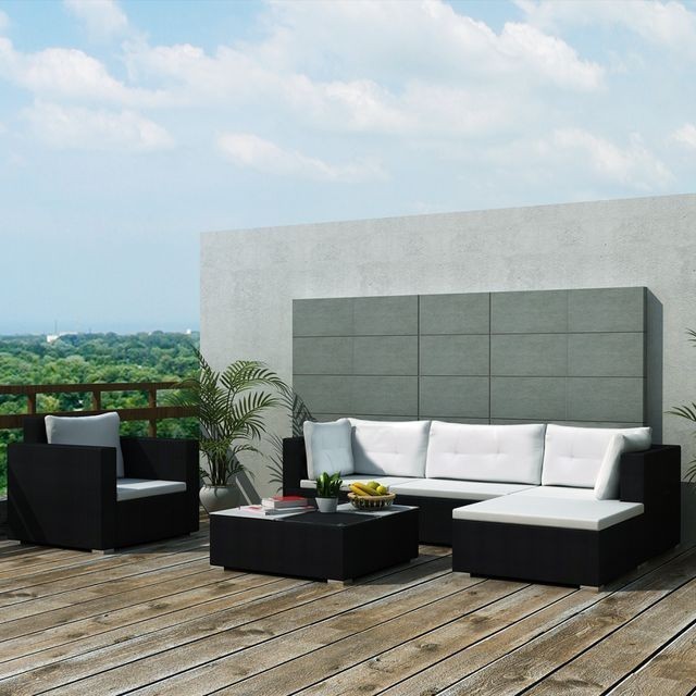 Set mobilier de grădină 17 piese, poliratan, negru foto mare Set mobilier de grădină 17 piese, poliratan, negru foto mare