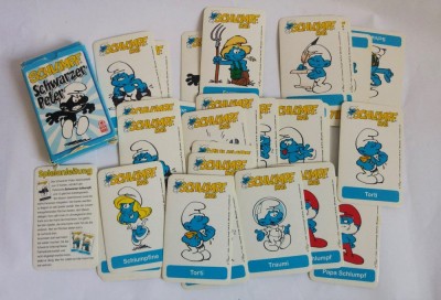 Joc de carti vintage Strumfi Schwarzer Peter, Peyo 2006 Panini grafica deosebita foto