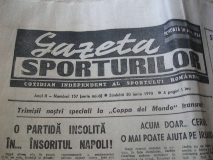 Ziarul Sportul (30 iunie 1990)