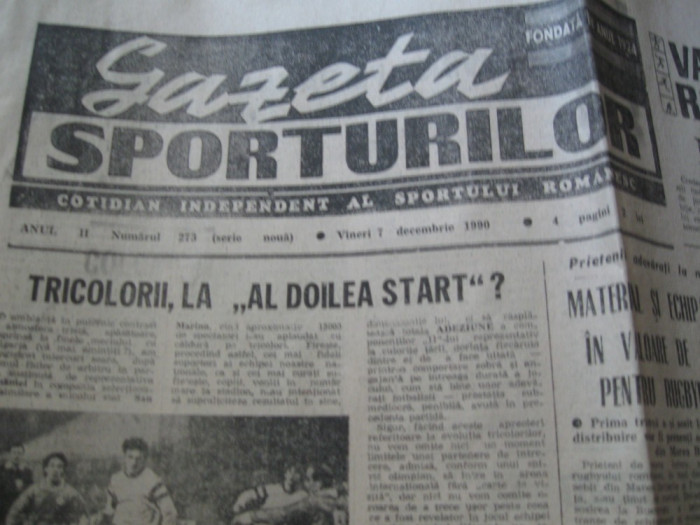 Ziarul Sportul (21 decembrie 1990)