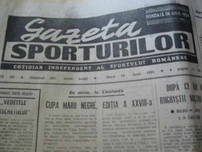 Ziarul Sportul (18 iunie 1990)
