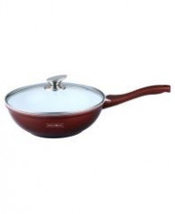 Wok acoperit cu ceramica 32cm bordo foto