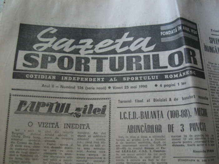 Ziarul Sportul (25 mai 1990)