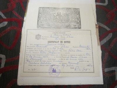 certificat de botez an 1962 raion 1 mai biserica doamna oltea a5 foto