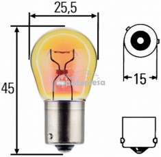 Bec PY21W 12V 21W BAU15s galben HELLA 8GA 006 841-121 foto