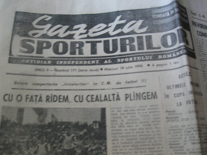 Ziarul Sportul (18 iulie 1990)