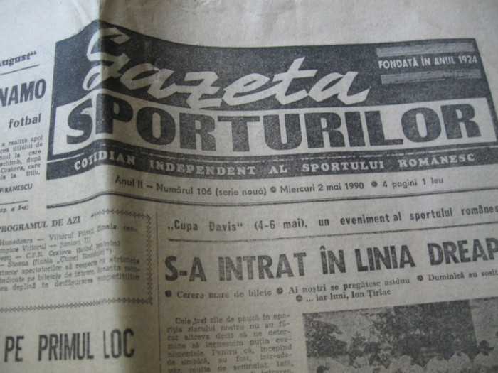 Ziarul Sportul (2 mai 1990)