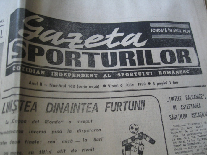 Ziarul Sportul (6 iulie 1990)