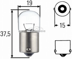 Bec R10W 12V 10W BA15s HELLA 8GA 002 071-131 foto