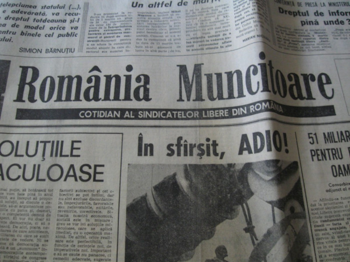 Ziarul ROMANIA MUNCITOARE (nr.33 din 4 martie 1990)