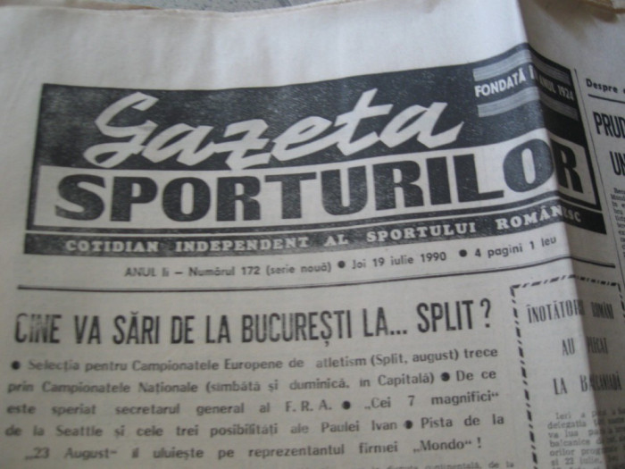 Ziarul Sportul (19 iulie 1990)