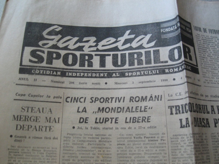 Ziarul Sportul (5 septembrie 1990)