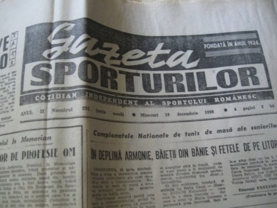 Ziarul Sportul (19 decembrie 1990) foto
