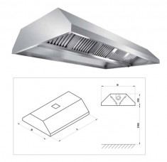 Hota centrala 1800 cm cu motor 8 filtre tip labirint din inox foto