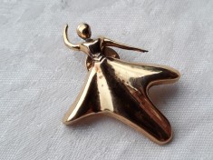 BROSA argint BALERINA poleita cu Aur SPLENDIDA superba ELEGANTA tip pin De EFECT