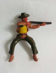 Figurina cowboy calaret, cauciuc, 6 cm, vintage, detalii frumoase foto