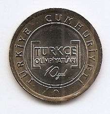Turcia 1 Lira 2012 - (Turkish Olympics)26.15 mm KM-1288 UNC !!! foto