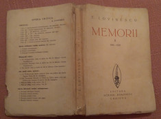 Memorii II. 1916 - 1931. Prima editie - E. Lovinescu foto