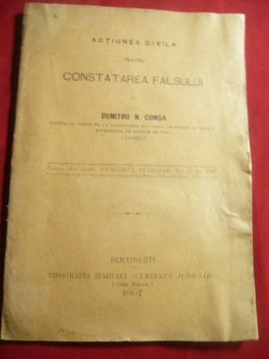 DM.Comsa - Actiunea Civila pt. Constatarea Falsului - Curierul Judiciar 1907 foto