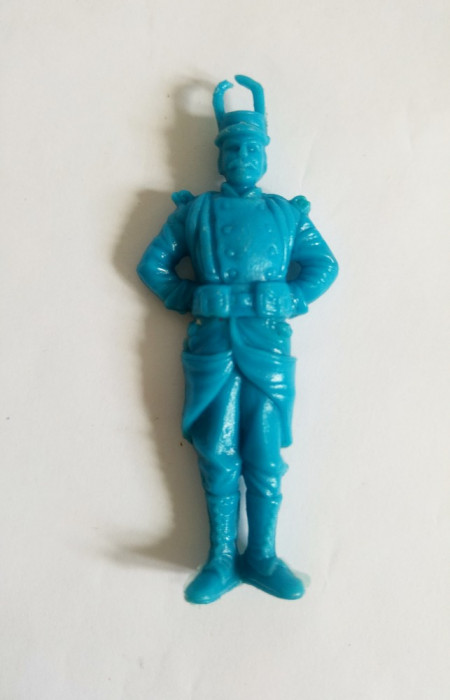 Figurina soldat, ofiter, colonel armata, plastic albastru, 7 cm